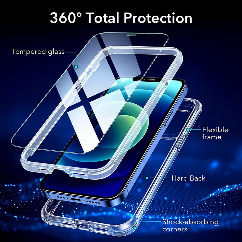 360° Hybrid Protection Compatible 2 Tempered Glass Screen Protectors