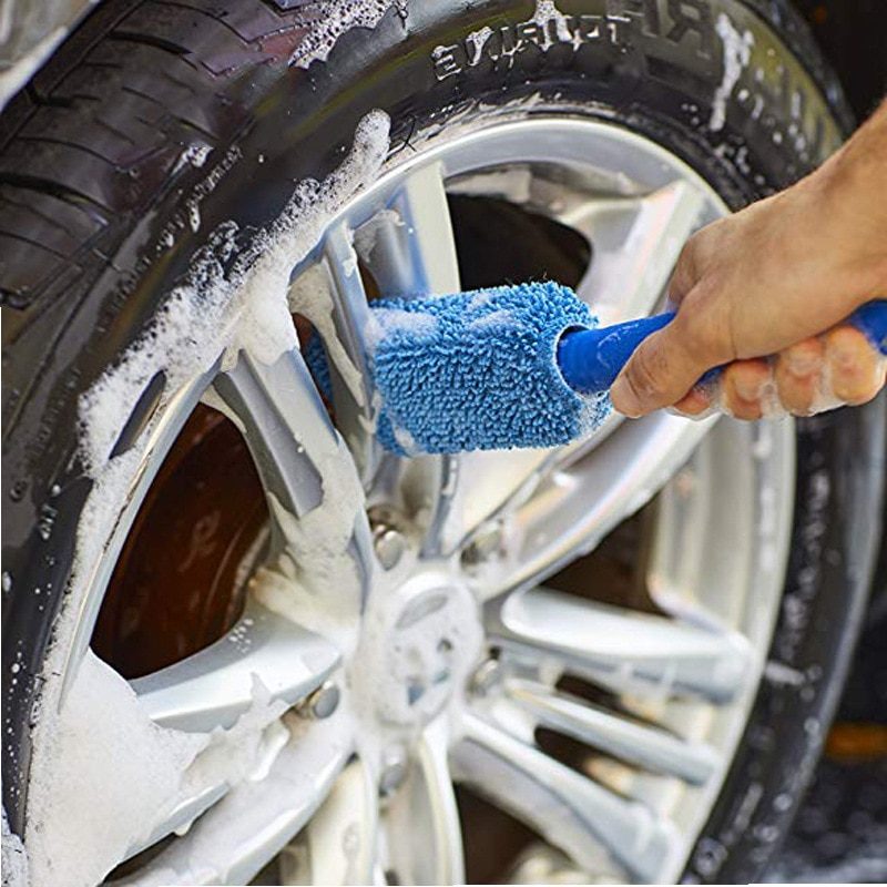 Car Wash Brush Plastic Handle Wheel Cleaning Tool