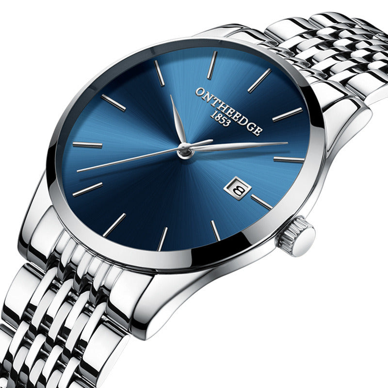 Slim Men's Stainless Steel Band Quartz Watch