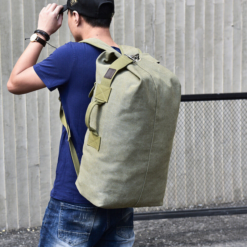 Canvas Rucksack Hiking Travel Duffle Military Bag