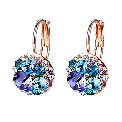 Multicolored Austrian Crystal Lever Back Earrings