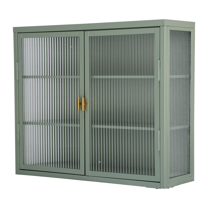 Retro Style Haze Double Glass Door Wall Cabinet