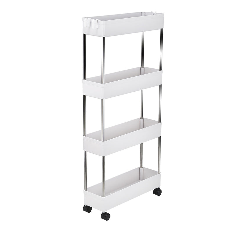 4 Tier Slim Cart Mobile Shelving Unit Organizer Slide Out Storage