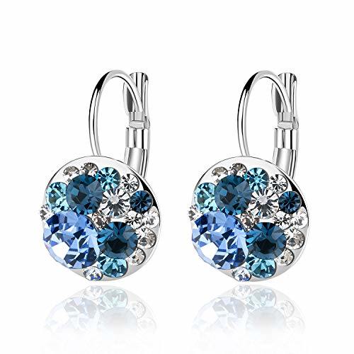 Multicolored Austrian Crystal Lever Back Earrings