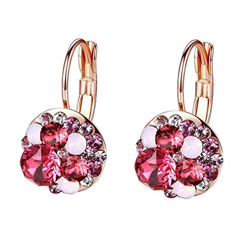 Multicolored Austrian Crystal Leverback Earrings