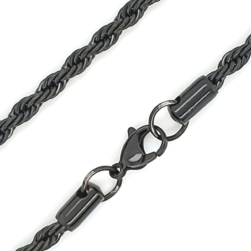 Black Stainless Steel Rope Chain Necklace