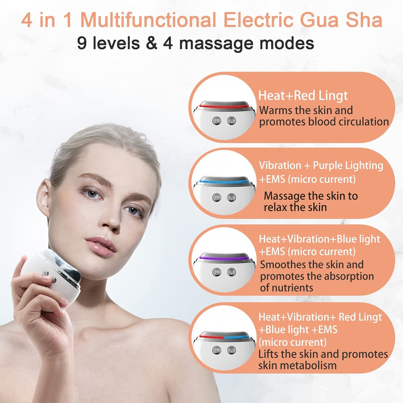 Electric Gua Sha Facial Tools Face Scraping Massager With 9 Modes Skin Care Tool