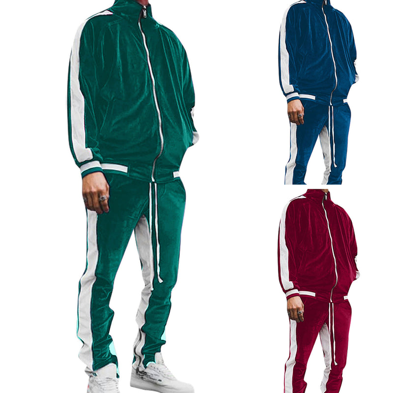 Tracksuits Golden Velvet Sport Suits Casual Outfits Jacket & Pants Fitness Tracksuit Set