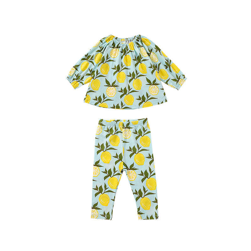 Baby Fruits Or Butterfly Pattern Cotton Tops Combo Pants Sets