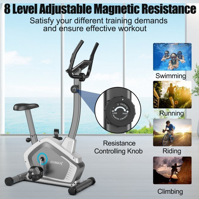 8-Level Fitness Magnetic Upright Pulse Sensor Exercise Cycling Bike