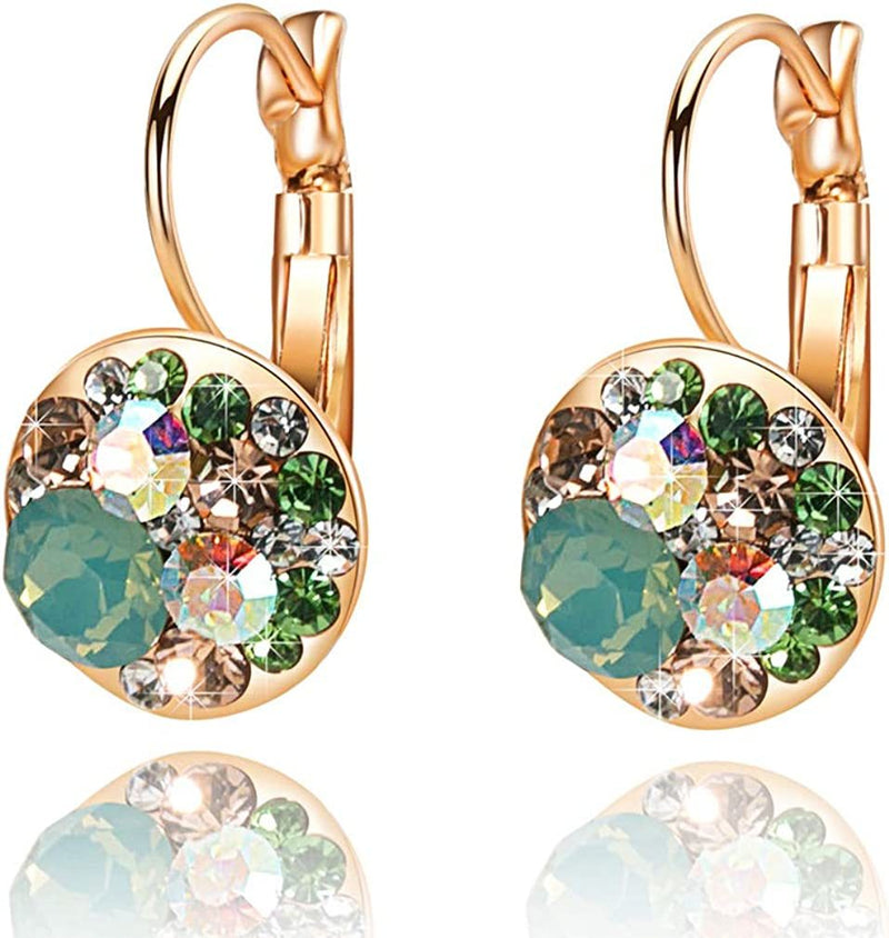 Multicolored Austrian Crystal Lever Back Earrings