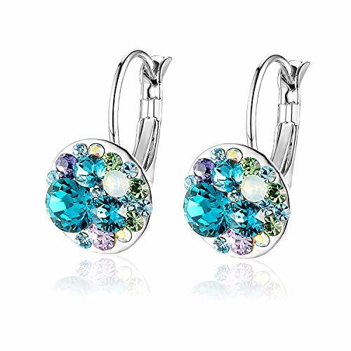 Multicolored Austrian Crystal Leverback Earrings