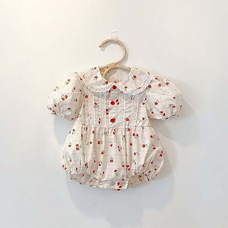 Baby Girl Floral Print Lace Patchwork Design Dress