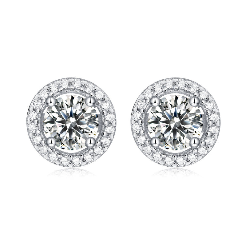 Graduation Round Moissanite Simple 925 Sterling Silver Stud Earrings