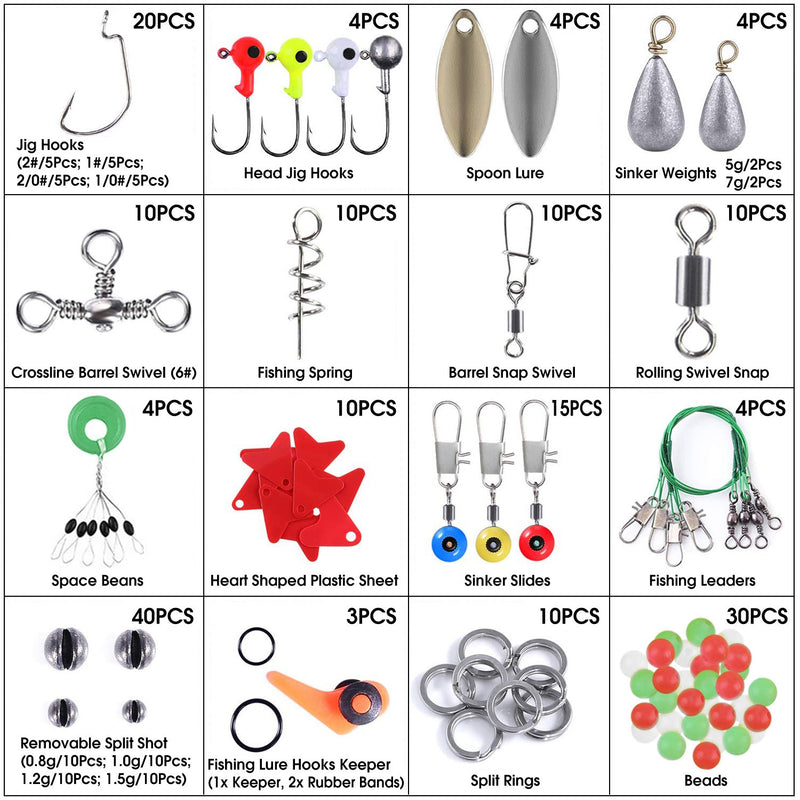 Fishing Set Including Jig Hooks Sinker Weights Spoon Lure