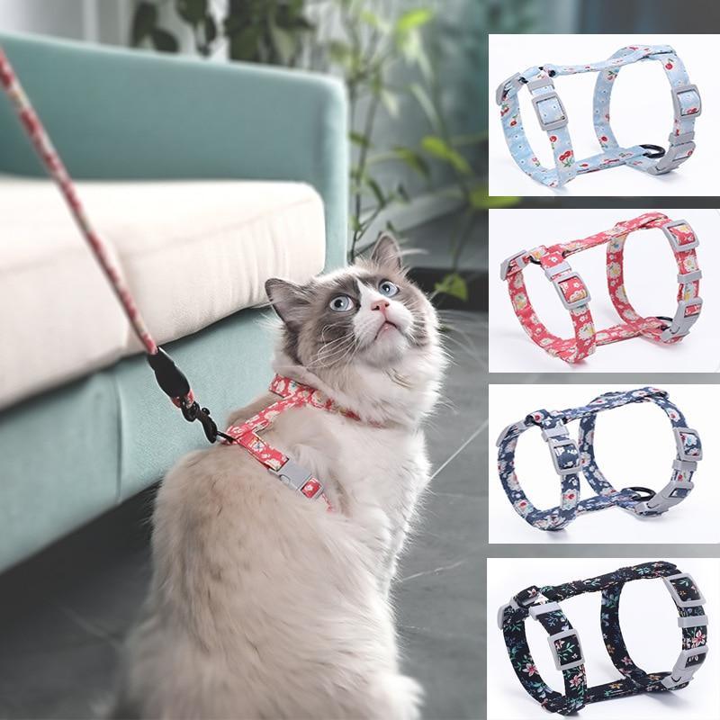 Cat Collar Harness Leash Traction Rope Chest Strap Pet Safe Gentle Leader Come