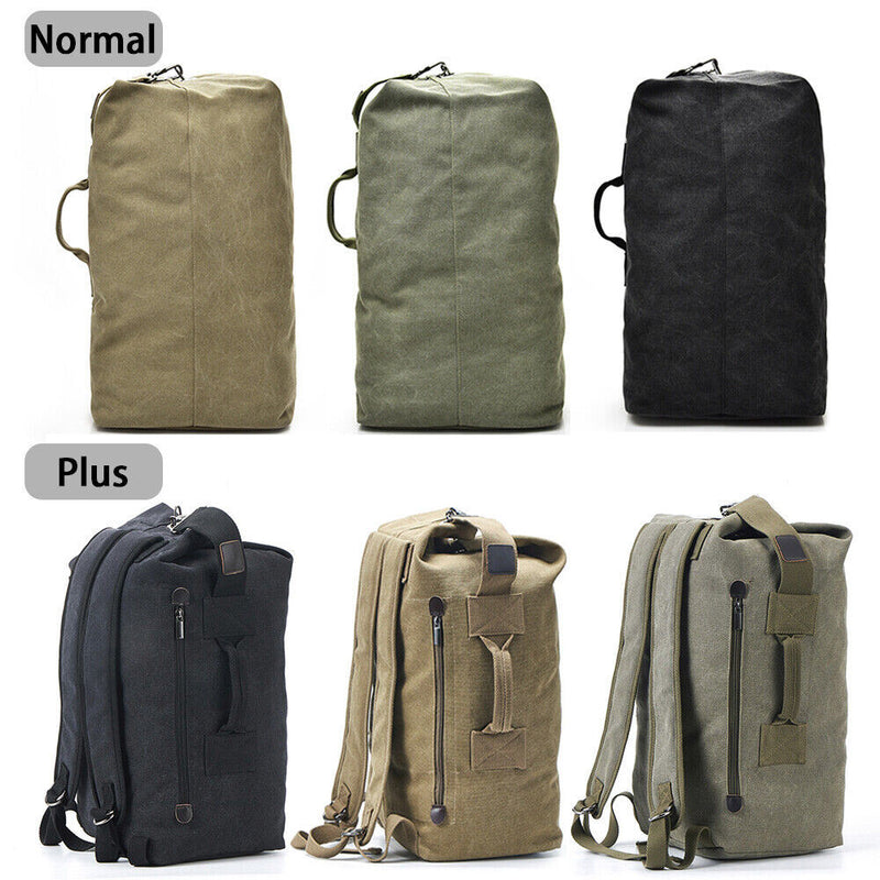 Canvas Rucksack Hiking Travel Duffle Military Bag