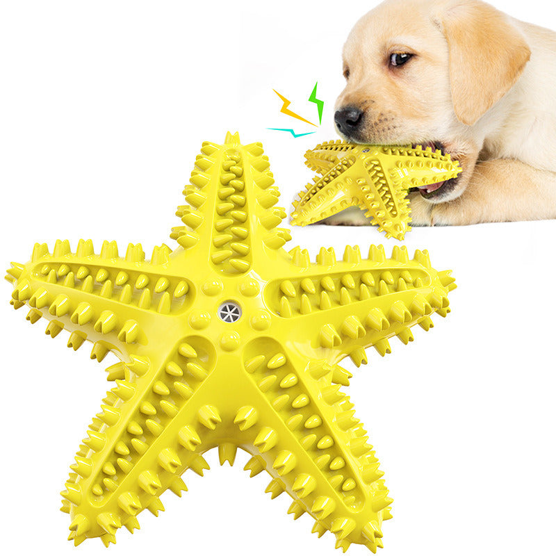 Sea Star Shaped Dog Toothbrush Sound Pet Teeth Grinding Toy