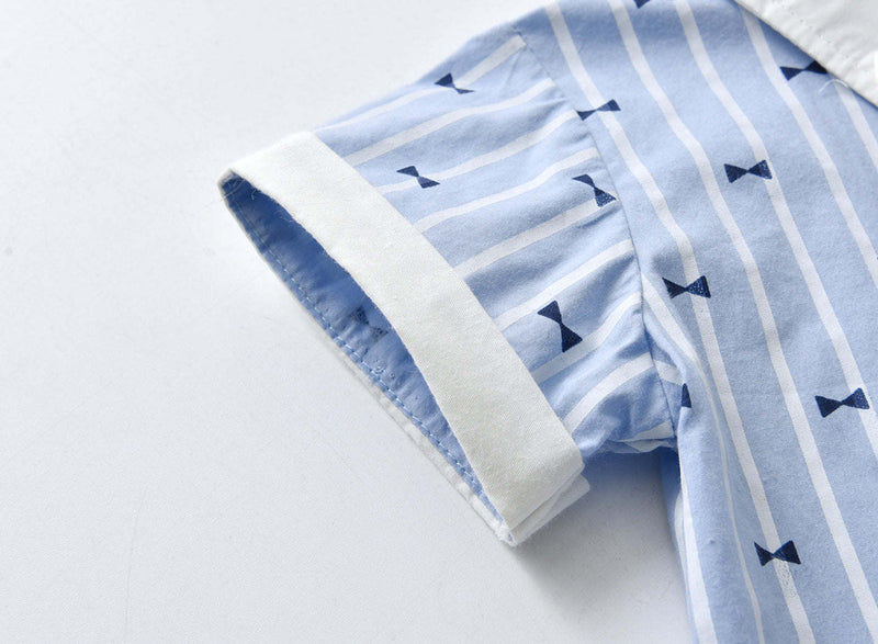 Baby Boy Bow-Tie Print Top Combo Solid Short Pants Sets