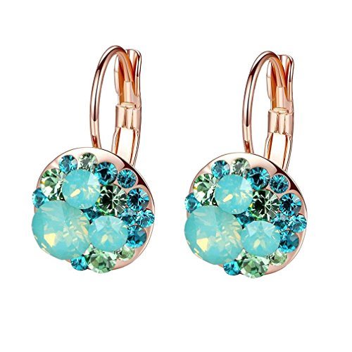 Multicolored Austrian Crystal Lever Back Earrings