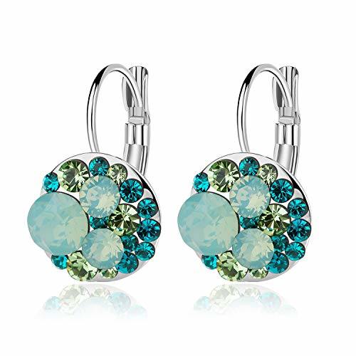 Multicolored Austrian Crystal Lever Back Earrings