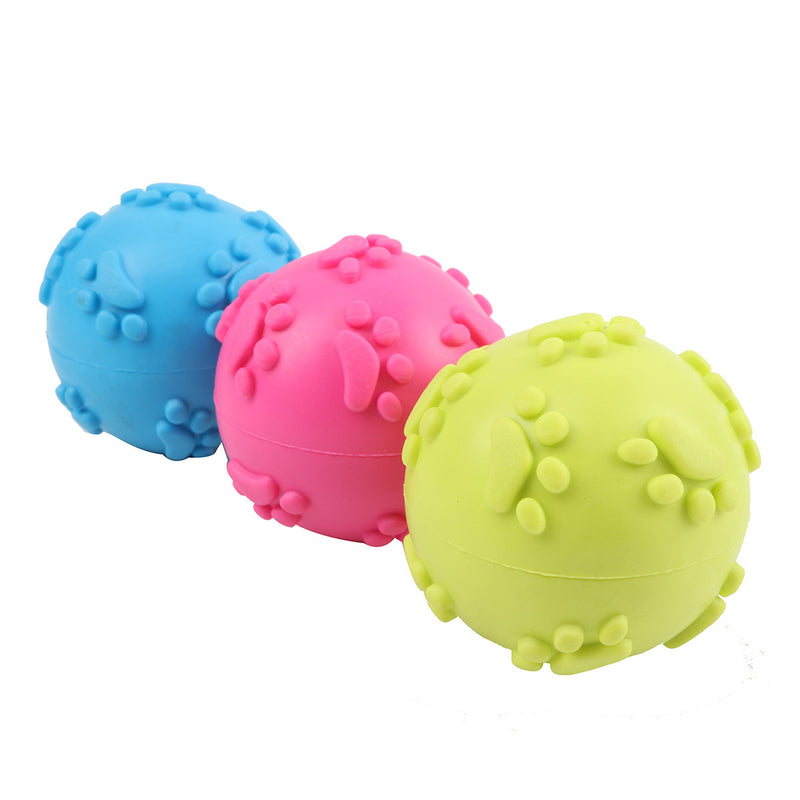 3pcs Pet Dog Toy Footprint toy Ball 6cm Sounding Toy Ball Rubber