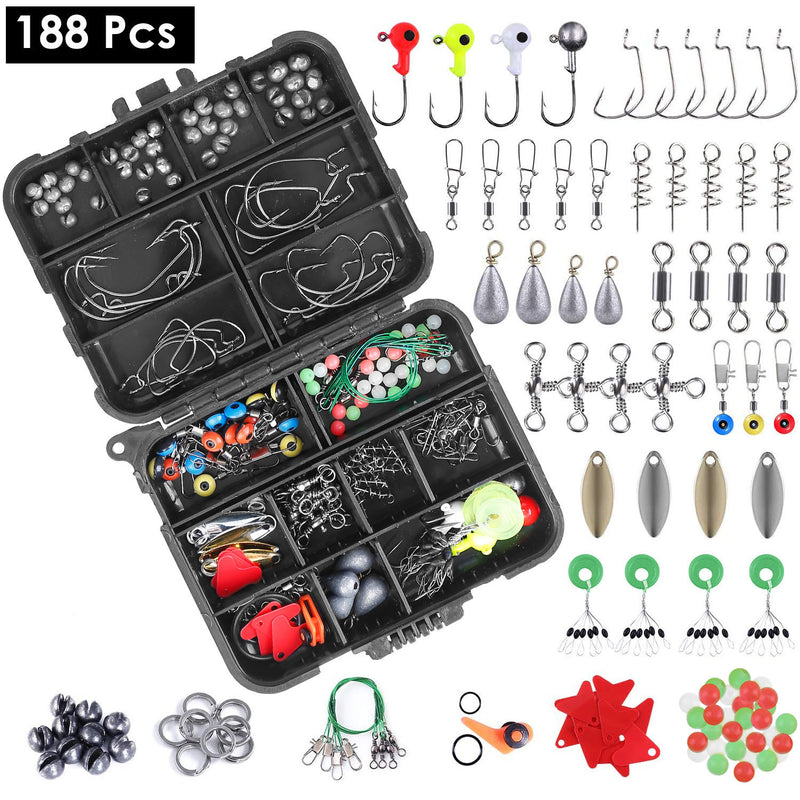 Fishing Set Including Jig Hooks Sinker Weights Spoon Lure