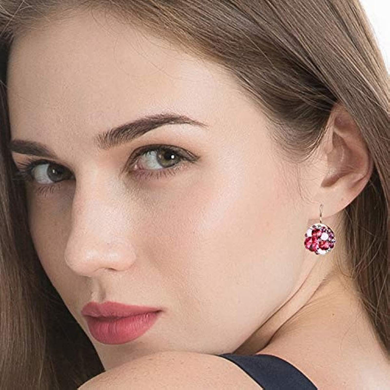 Multicolored Austrian Crystal Leverback Earrings