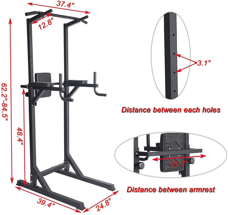 Power Tower Adjustable Multi-Function Strength Training Dip Stand Workout Station Fitness Equipment