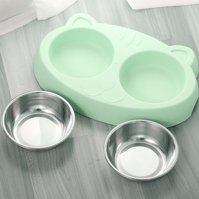 Pet Double Stainless Steel Pet Food Water Bowl