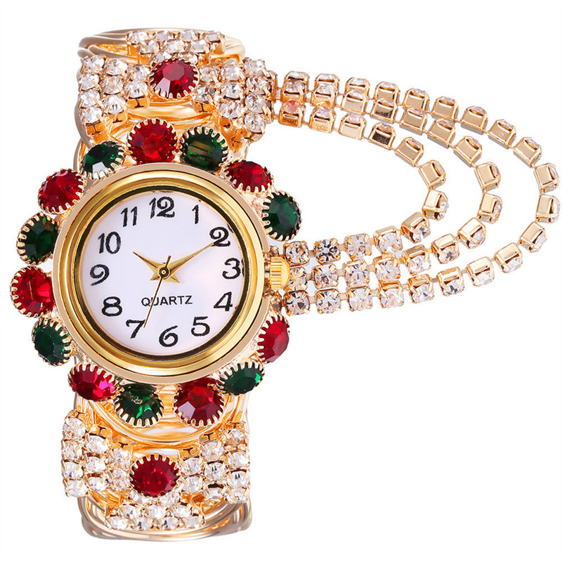 Ladies Diamond Temperament Quartz Watch Fashion Alloy Bracelet Watch