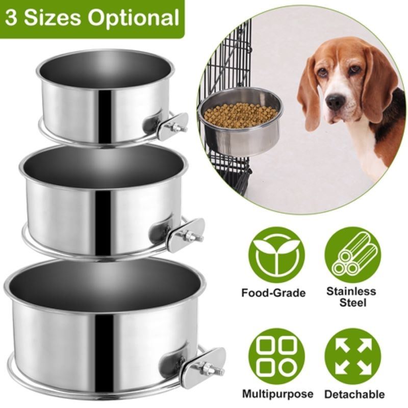 Hanging Detachable Pet Cage Food Water Bowl