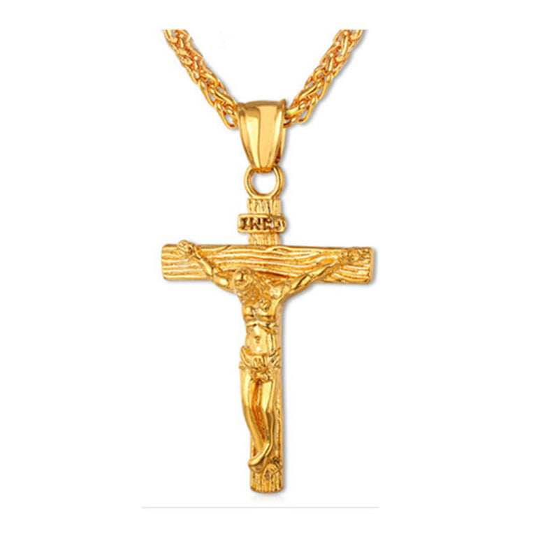 Jesus Cross Necklace Cross Jewelry Gold Plated Pendant Classic Necklaces