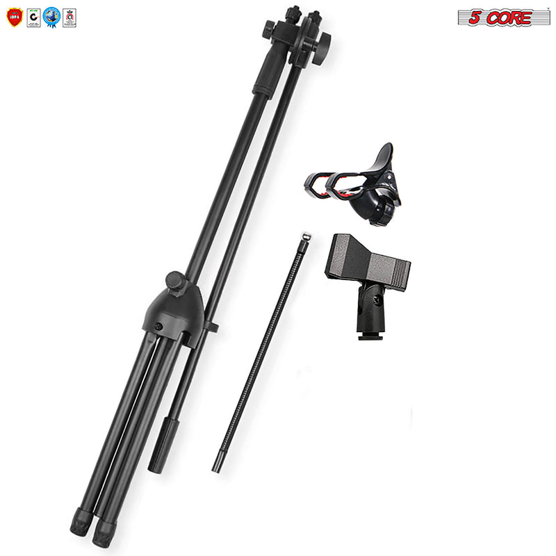 Microphone Stand + Phone Holder Floor Boom Mic Stand Gooseneck + Tablet Holder