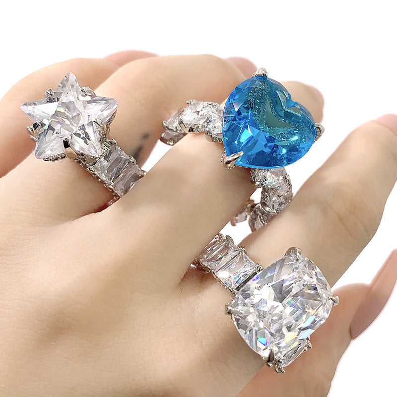 Women's Fashion Colored Zircon Heart Ring