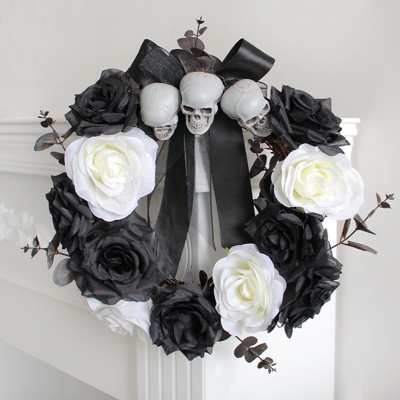 Halloween Ghost Door Hanging Skull Rose