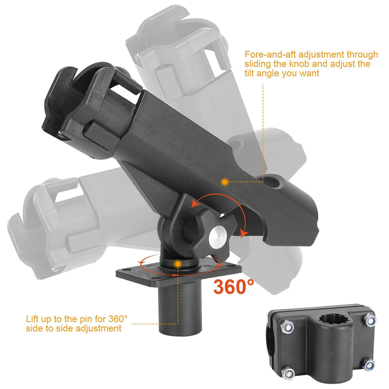 360° Rotatable Kayak Side Rail Mount Folding Rod Holder