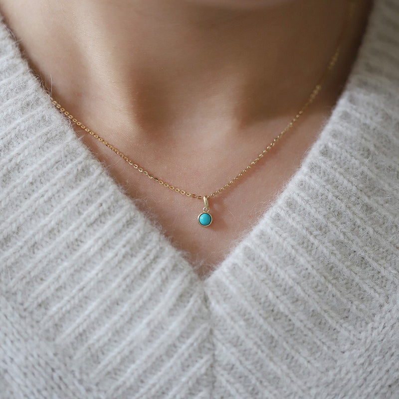 Women's Simple Fashion S925 Sterling Silver Turquoise Necklace