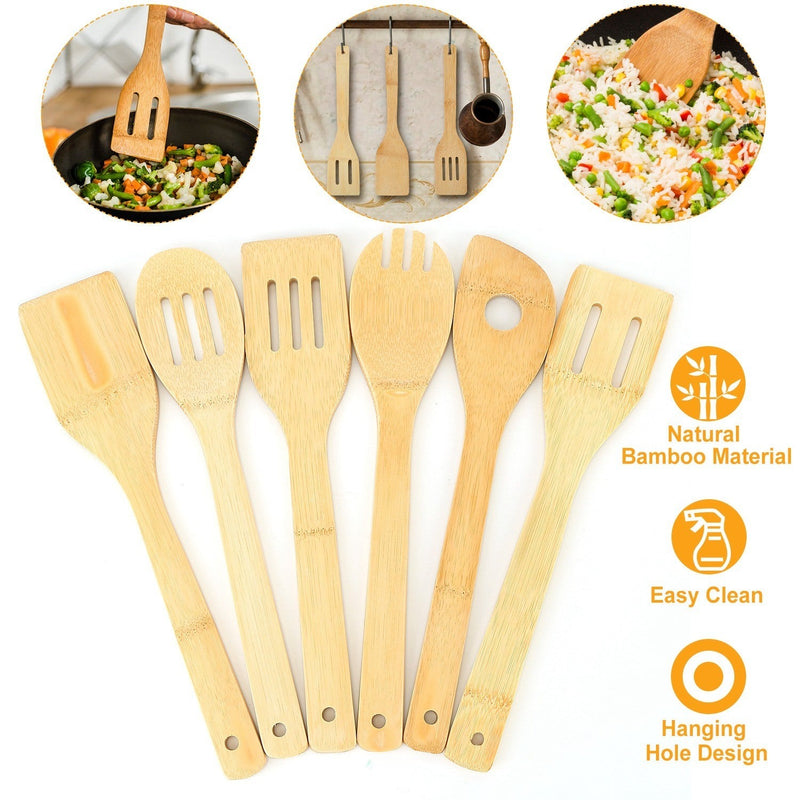 Bamboo Wooden Spoons Spatula Kitchen Cooking Tools