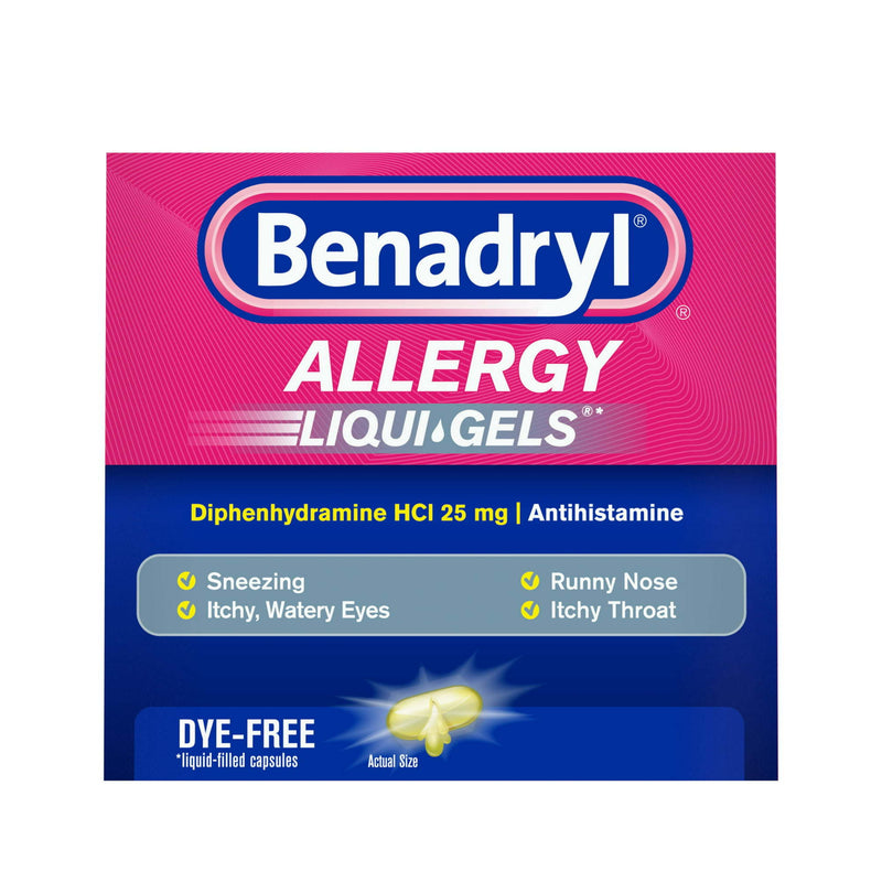 Benadryl Liqui-Gels Antihistamine Allergy Medicine Dye Free