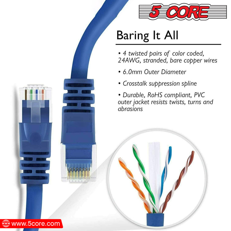 5 Core Cat 6 Ethernet Cable High Speed Internet LAN Patch Network Cables