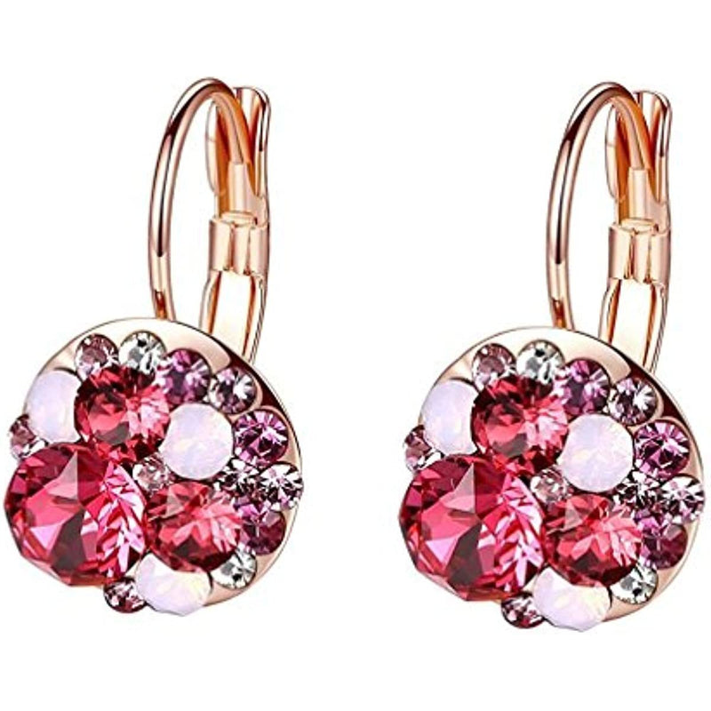 Multicolored Austrian Crystal Leverback Earrings