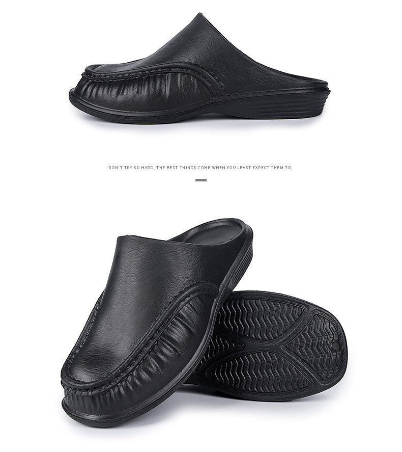 Men's Leather Slippers Breathable Shoes