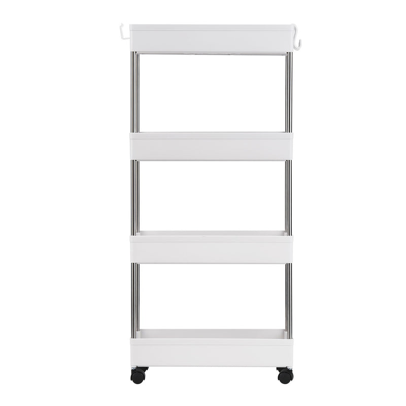 4 Tier Slim Cart Mobile Shelving Unit Organizer Slide Out Storage