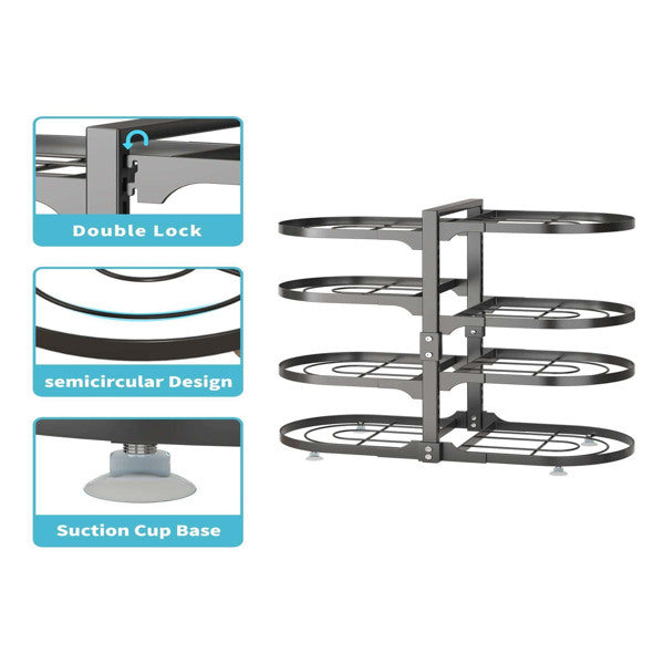 Lid Organizer Rack Holder, Adjustable Pot Organizer Rack