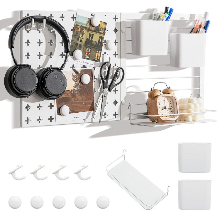 Combination Wall Organizer with Magnets and Hooks