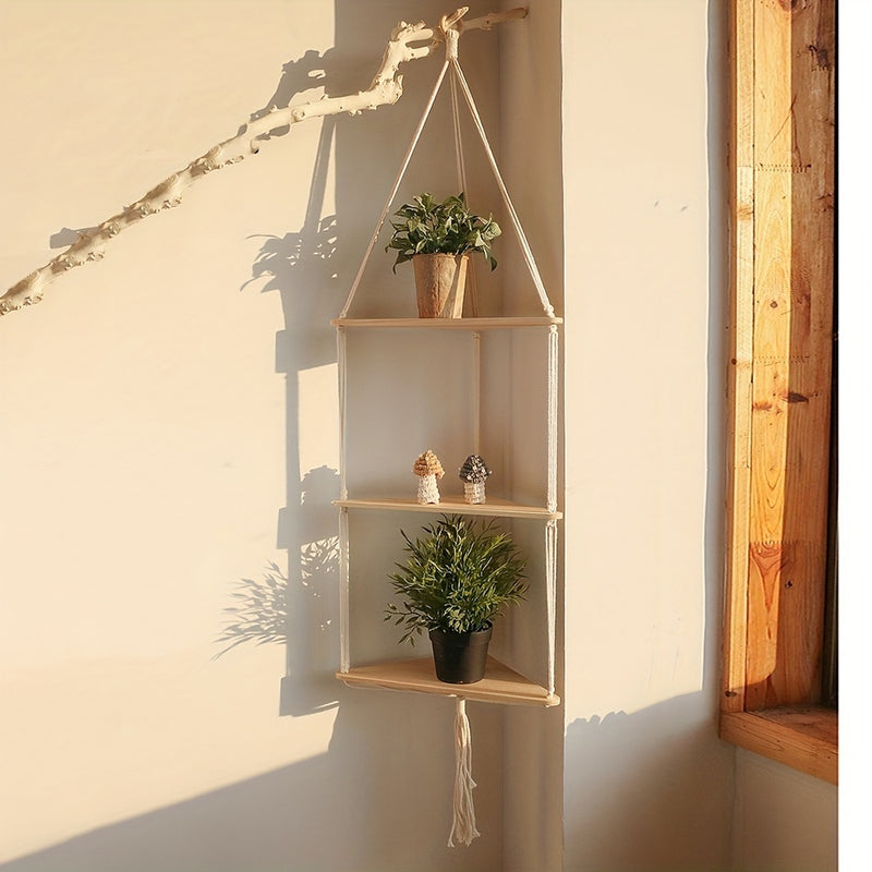 Boho Triangle Shelves Wall Decor Plant Hanger