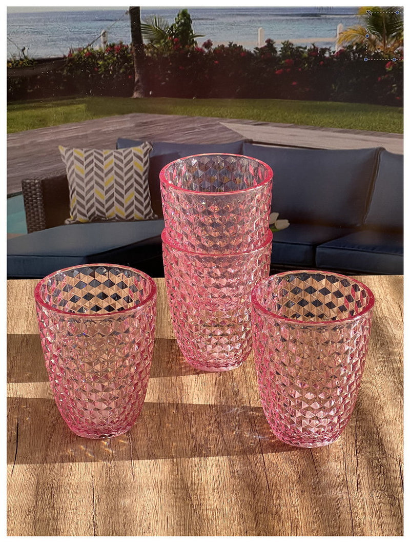 Diamond Cut Acrylic Free Cocktail Glasses Drinkware Set