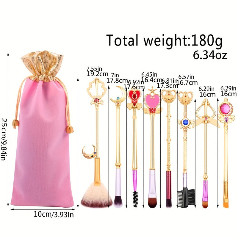 Metal Magic Wand Handle Makeup Brushes Sets