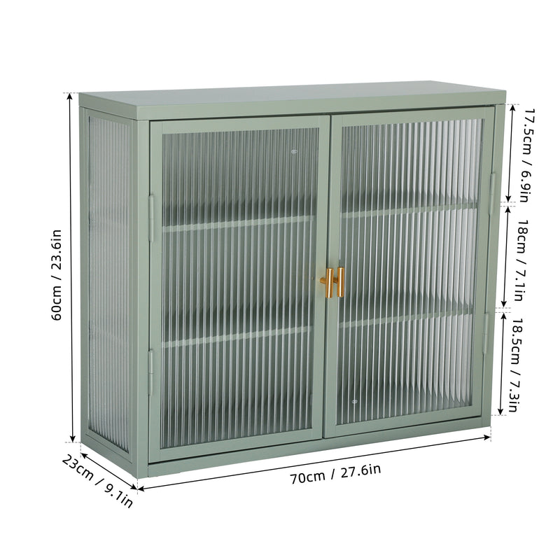 Retro Style Haze Double Glass Door Wall Cabinet